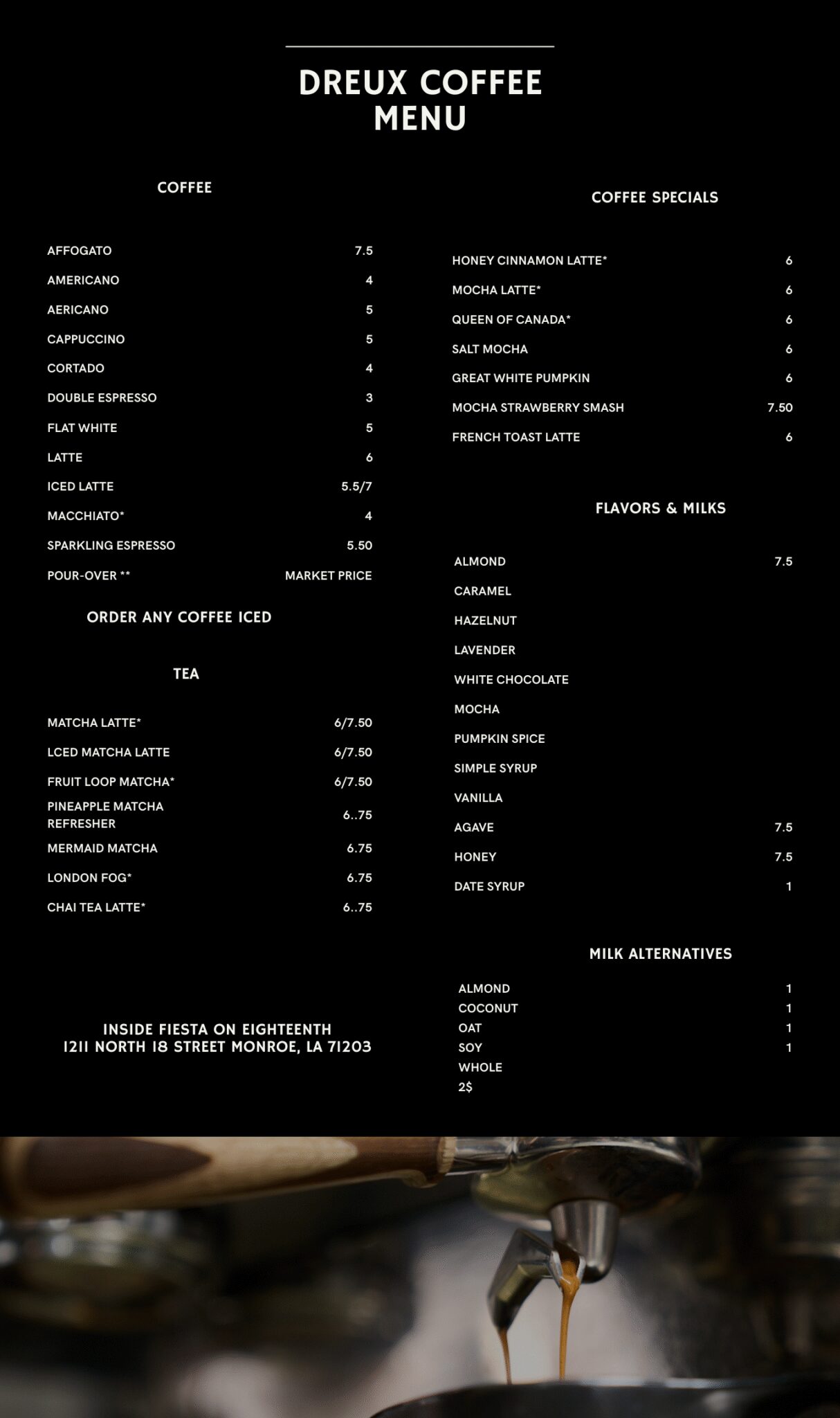 Dreuxcoffee final menu